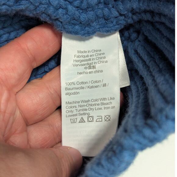 J. Crew Heavyweight Cotton Nautical Full Zip Sweater Blue Mens Medium Chunky - Picture 3 of 4